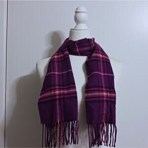 V. Fraas purple plaid scarf Cashmink with fringe soft